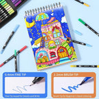 Dual Tip Markers, Double Brush Art Markers Set with Fine Tip and Brush Tip for Adult Coloring Book, Hand Lettering, Calligraphy & Drawing, Art Supplies Kit for Kids and Adults (168 Colors)