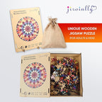 Wooden Jigsaw Puzzles - Crystal Mandala Wooden Puzzles for Adults 500 Pcs, 16.7'' Luxurious Shaped Wood Puzzle, Beautiful Package, Best Gift Toys for Adults and Kids, Family Game