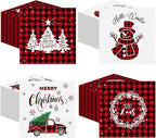 Janlaugh 200 Pcs Christmas Paper Cocktail Napkins Disposable 2 Ply Xmas Style Decoupage Beverage Napkins for Xmas Holiday Winter Dinner Table Decor