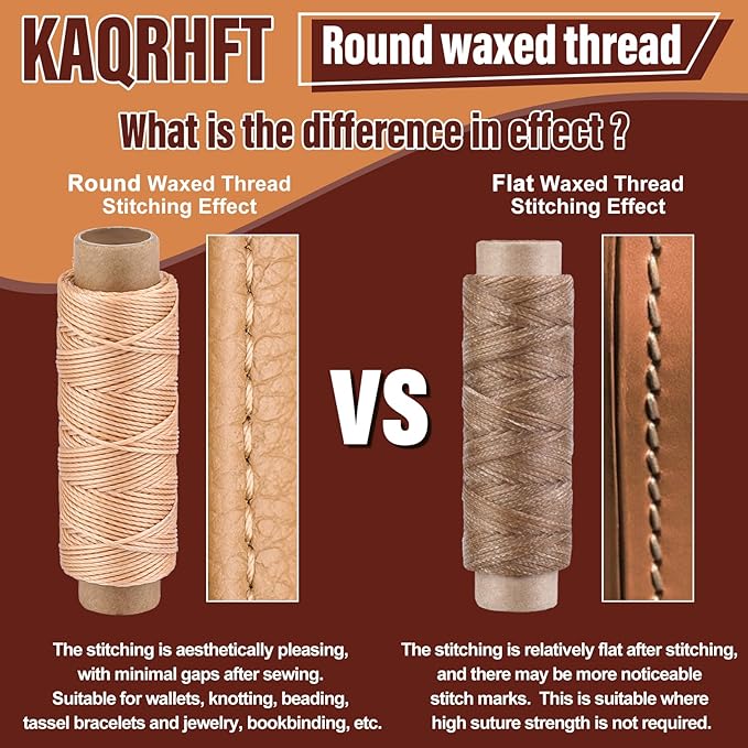 0.55 mm Round Waxed Thread, 14 Colors 76 Yards Spool Wax Coated String, Leather Sewing Waxed Thread for Sewing, Stitching, Beading, Bookbinding, Bracelet, Braiding