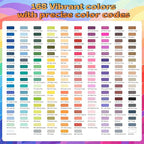 Overseas Acrylic Paint Markers 168 Colors, Brush Tip Paint Pens with Automatic Ink Control System, Quick Drying Liquid Ink Acrylic Marker for Rock, Wood, Canvas, Glass, Fabric, Metal, Plastic, Rubber