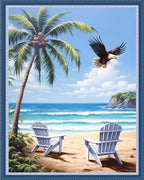 DMCVIVR Stamped Cross Stitch Kits for Adults Beginners Embroidery Kits 11CT Needlepoint Kits Cross Stitch Patterns Embroidery Patterns-Rest by The Seaside 16x20 inch