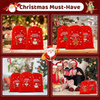 Tapleap Velvet Coth Christmas Bags with Drawstring, 50Pcs 7x10 for Wrapping Christmas Party Favors or Gifts for Friends, Small Bussiness, Coworkers