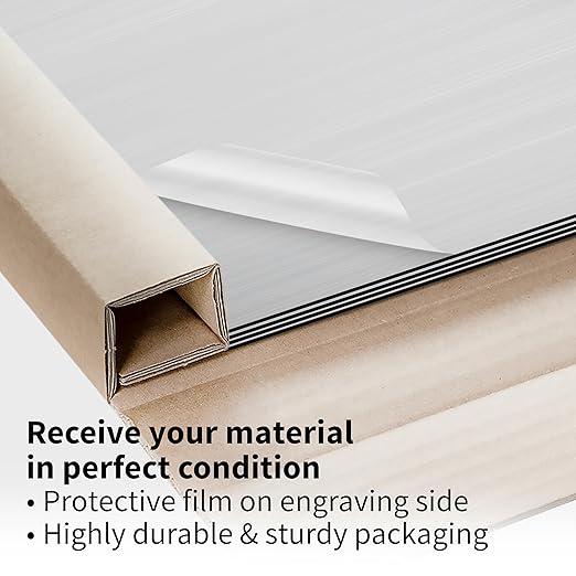 Trotec | Metallic Looking Acrylic Sheet | 12"x12"x1/16, 8 Pcs | Brushed Silver/Black | Metallic Finish - Scratch Resistant for Laser Engraving & Cutting,Printing,Glowforge,Name Plate | USA Made
