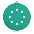 5-Inch 8-Hole Wet Dry Sanding Discs 180 Grit, Polyester Film Backed Heavy-Duty Hook and Loop Sandpaper for Random Orbital Sander, 50-Pack