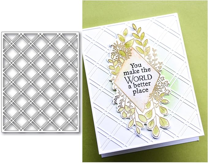 Cutting Dies Metal Stencils Scrapbooking Tools Flowers Lace Frame DIY Embossing Template for Paper Card Making Album Arts Crafts Supplies (Square Hollow background-11.1x14.3cm)