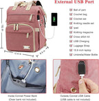 Knitting Bag Backpack,Yarn Storage Organizer Travel Crochet Bag with USB Charging Port,Large Capacity Yarn Storage Tote Bag Yarn Holder Case for Carrying Projects, Knitting Needles, Crochet Hooks Pink