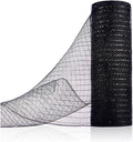 Anivia Deco Mesh Ribbon, 10inch x 30 Feet Each Roll Metallic Foil Mesh Ribbon for Wreaths Swags, Holloween, and Christmas Tree Decoration (Black)