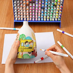 9 Color Acrylic Paint Markers, Water-Based Acrylic Markers for Artists Adults Coloring Drawing Cartoon Anime Comic - Brush Tip for Rock Painting, Wood, Canvas, Fabric, DIY Crafts (Pearl Pig Series)