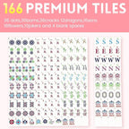 American Mahjong Tile Set,166 Tiles White Pink Acrylic Carving Tiles,Mahjong Game Set with Portable Travel case(Racks Not Included)