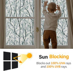 Leaf Pattern Window Tint with Installation Tools, Blackout Window Cover, Sun Blocking Window Tint for Home (Full Blackout Opaque, 17.7'' x 78.7'')