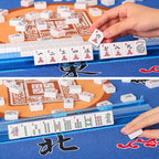 American Mahjong Game Set, 166 White Tiles, 4 All-in-One Color Rack/Pushers, Complete Mahjong Tile Set, Printed Carrying Bag