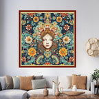 Foxhool Beginners Cross Stitch Kits Stamped Full Range of Embroidery Kits for Adults DIY Cross Stitches kit Embroidery Patterns for Needlepoint kit-Queen of Colorful Flowers 17.7x17.7 inch