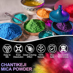 CHANGTIKEJI Mica Powder，48 Colors - 10g/Bottle of Natural Pigment Powder for Epoxy Resin，Soap Making，Candle Making,Lip Gloss,Car Freshies,Dye,Nail Polish,Bath Bombs
