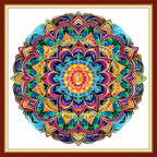 DMCVIVR Stamped Cross Stitch Kits for Adults Beginners Embroidery Kits 11CT Needlepoint Kits Cross Stitch Patterns Embroidery Patterns- Colorful Magic Mandala 18x18 inch