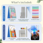 Lifelines FlowArt Activity Pad, 2-Pack Winter Set + Bonus Pad - Guided Art Meditations with Markers – Dot-by-Letter & Illuminate & Create - Coloring Books for Tweens, Adults & Seniors