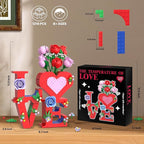 Romantic Love Heart Vase Building Set - 1216 Pcs Rose Flower Bouquet Building Kit for Adults - Creative Anniversaries Gifts for Women & Men, Unique Valentine’s Day Gifts for Her Him