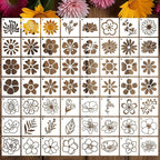 Flower Stencils for Painting Reusable 3” Flowers Stencil Floral Leaves Drawing Templates for Painting on Wood Fabric Canvas