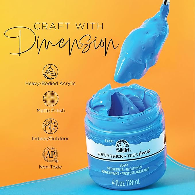 FolkArt Super Thick Acrylic Paint with a Textured Finish, Soft Mint, 4 oz