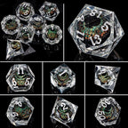 ARUOHHA DND Resin Dice Dragon Eye Dice Liquid Core Red Sharp Edged Dice Set with Gift Box, Polyhedral D and D Dice Set Role Playing Game D20 D12 D10 D8 D6 D4