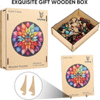 Wooden Puzzles for Adults 500 Pieces, Color Mandala Jigsaw Puzzles, Unique Design Color Challenge Adult Puzzles for Family Game Gift, Home Decor, 16.1x16.5 inch
