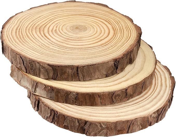 JEUIHAU 8 PCS 7-7.9 Inches Natural Unfinished Wood Slices, Round Wooden Tree Bark Discs, Wooden Circles for DIY Crafts, Christmas, Rustic Wedding Ornaments