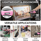 ROMECH 350W Heat Gun with 2 Nozzles, Dual Temp Heat Gun 400°F-660°F, Fast Heat Hot Air Gun with Overload Protection for DIY Craft Embossing Shrink Wrapping (Pink)