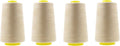 Mandala Crafts 4 Pack of Serger Threads Cones Spools - 20S/2 24000 Yards Polyester Cream Threads for Sergers Machine and Overlock Quilting Sewing Machine