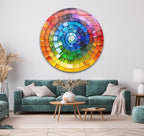My Photostation.com 15.8''(40cm) Diameter Radiant Spiral Spectrum Round Glass Wall Art Tempered Glass Printing Wall Decor Large Wall Art Wall Hangings