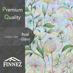 FINNEZ Window Privacy Film Stain Glass Film Flowers Rainbow Window Film Window Clings Non-Adhesive Reusable Decorative for Home（Forest Rainbow，23.6 Inch x 6.5 Feet）