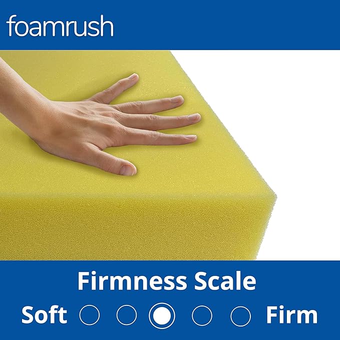 FoamRush 2" x 24" x 24" Water-Resistant Dry Fast Outdoor Upholstery Foam Sheet for Outdoor & Marine Furniture (Chair Cushion Foam for Patio Furniture, Boat Seat Cushion Replacement)