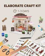 Miniature House Kit, Miniature Dollhouse for Beginners, Mayberry Street Miniatures, Model Building Craft Diorama Kit, Ideal Gifts for Birthday, Easter Christmas(Chocolate Shop)