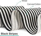 CT CRAFT LLC Striped Canvas Cotton Ribbon 6" x 10 Yards Ivory/Black Stripes for Thanksgiving Christmas Home Décor Gift Wrapping Outdoor Tree Topper Bow Wreath