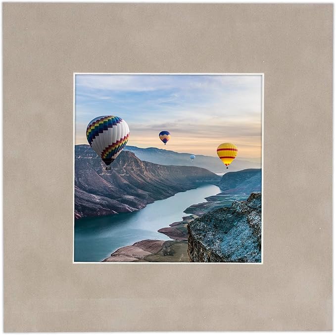 8.5x11 Mat Bevel Cut for 7x9 Photos - Acid Free Light Grey Suede Precut Matboard - For Pictures, Photos, Framing - 4-ply Thickness