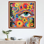 DMCVIVR Stamped Cross Stitch Kits for Adults Beginners Embroidery Kits 11CT Needlepoint Kits Cross Stitch Patterns Embroidery Patterns&Flower Eyes 18x18 inch