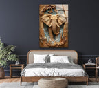 My Photostation.com Round 31,5'' Elephant Carving Glass Wall Art Tempered Glass Printing Wall Decor Large Wall Art Wall Hangings