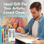 MozArt Supplies - Watercolor paint set 51 Vibrant Colors + accessories - For beginners & professionals