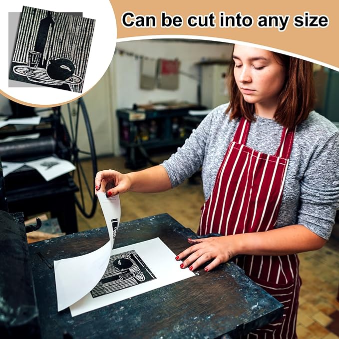 Yeaqee 2 Pcs 12 x 12 Inch Linoleum Block Rubber Carving Block Soft Linocut Blocks Large Linoleum Sheet Unmounted Lino Plates for Engraving Art Project Printmaking Artist Studio Supplies, Gray