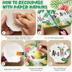 Crtiin 36 Pack 9 Styles Decoupage Napkins Assorted Floral Decorative Decoupage Napkins Chinoiserie Cocktail Paper for DIY Crafting Birthday Party, Each Unfolded 13 Inch(Tropical Plants)