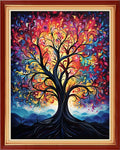 Dooxvey Cross Stitch Kits for Adults Beginners,Full Range of Cross-Stitch Stamped Kits Needlepoint Kits for Beginners Embroidery Kits 11CT Cross Stitch Patterns-Colorful Tree 16x20 inch