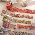 6 Rolls PET Tape Stickers for Junk Journal Supplies,Self-Adhesive PET Washi Tape for Scrapbooking,Journaling Supplies,Painting,DIY Craft(Stone Wall)