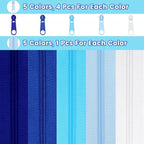 DOITEM 15.3 Yards/ 14 m 5 Pieces Assorted Colors #3 Nylon Coil Zippers, Sewing Zippers Endless Zips with 20 Pieces Zipper Sliders Zip Heads for DIY Sewing Tailor Craft Supplies (Blue White)
