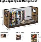 DVD Storage Shelve Blu ray Holder, Set of 2 DVD Racks Hold Up To 56 DVDs (28 Each), Stackable DVD Tower also Used for CDs, Video Game Cases, Vhs Taps, Desktop organizer at Home Or Office