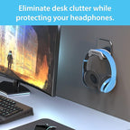 TotalMount Gaming Headset Hangers – Include Removable Adhesive Strips for Easy, Damage-Free Wall, Desk, or PC Mounting (Black Headphone Hooks with Premium Silicone Cradles – Two Pack)