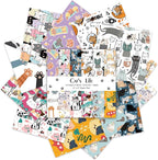 24 Sheets 12 Designs Scrapbook Paper Pad,6"×6” Single-Sided Decopodge Craft Cardstock Paper,Christmas Scrapbooking DIY Decorative Background Cardmaking Supplies.Cat's Life