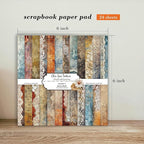 6'' Vintage Lace Scrapbook Paper Pad - 24 Sheets Double Sided Origami Cards for Junk Journal Collage Supplies Cards Decor Gifts Crafts DIY Wrapping Decorative Folded Photo Album