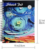 conda 9"x12" Sketch Book, 100 Sheets (68 lb/100gsm), Spiral Bound Artist Sketch Pad, Durable Acid Free Drawing Paper for Drawing Painting, Starry Sky