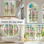 3D Stained Glass Window Privacy Film, Heat Control UV Blocking Static Cling Decorative Window Film for Bathroom,Front Door,Home Non Adhesive 16.9 x 39.3 inches Colorful Abstraction