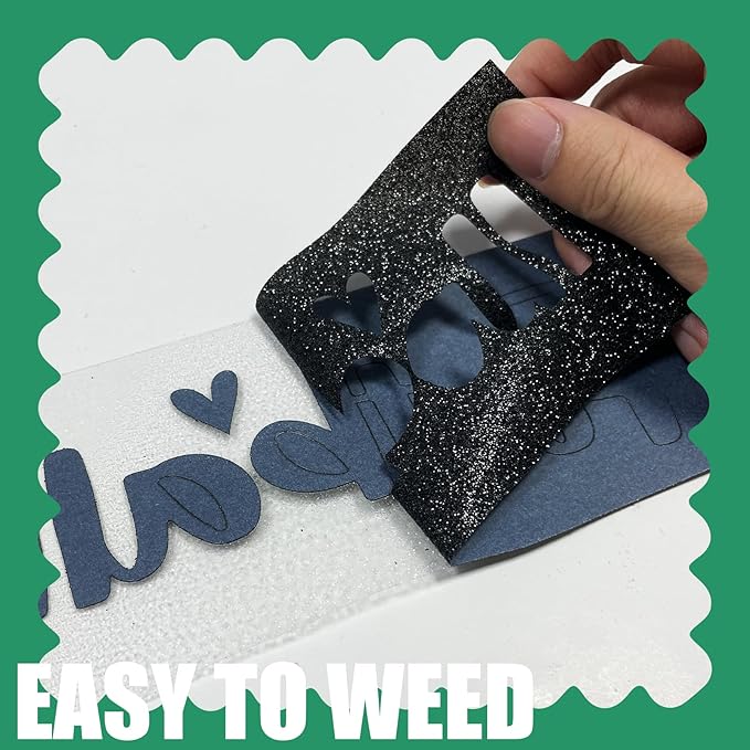 Black Glitter HTV Heat Transfer Vinyl, 12" x 5ft lron on Vinyl, for T-Shirt Ironing, Vinyl HTV Easy to Cut and Weed, The Best Choice for DIY Creativity. (Black, 12" x5ft)