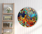 My Photostation.com 31.5''(80cm) Diameter Red Mosaic Round Glass Wall Art Tempered Glass Printing Wall Decor Large Wall Art Wall Hangings